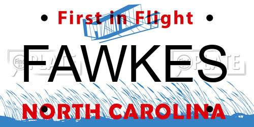 FAWKES North Carolina License Plate