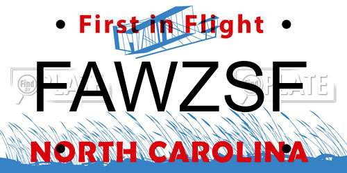 FAWZSF North Carolina License Plate
