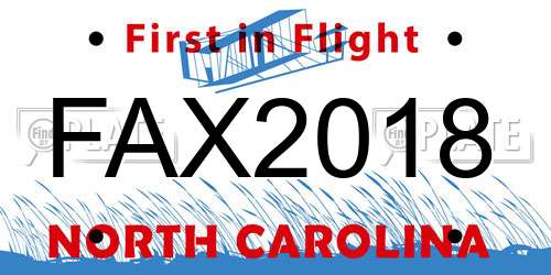 FAX2018 North Carolina License Plate