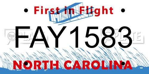 FAY1583 North Carolina License Plate