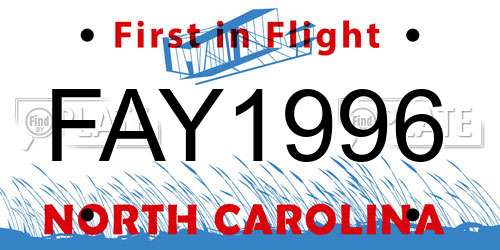 FAY1996 North Carolina License Plate