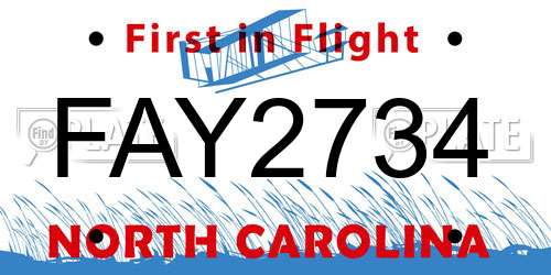 FAY2734 North Carolina License Plate