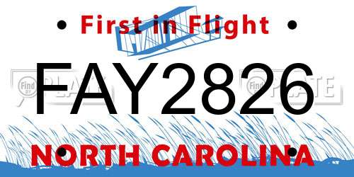 FAY2826 North Carolina License Plate