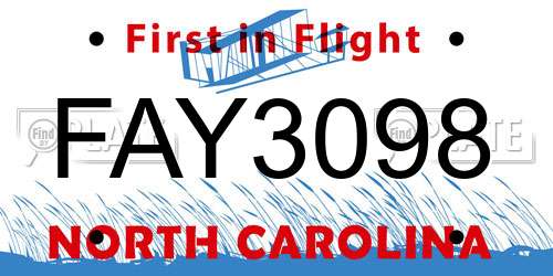 FAY3098 North Carolina License Plate