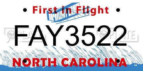 FAY3522 North Carolina License Plate