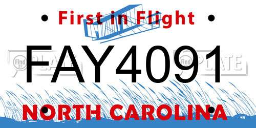 FAY4091 North Carolina License Plate