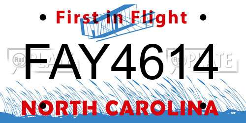 FAY4614 North Carolina License Plate