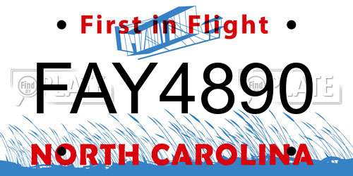 FAY4890 North Carolina License Plate