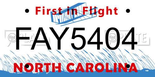 FAY5404 North Carolina License Plate