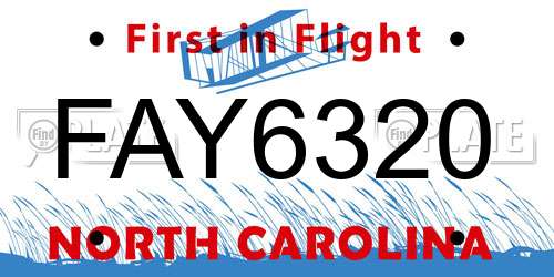 FAY6320 North Carolina License Plate