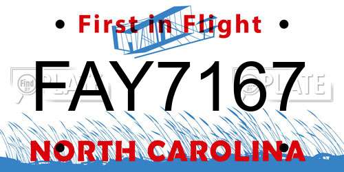 FAY7167 North Carolina License Plate