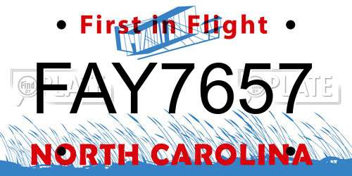 FAY7657 North Carolina License Plate