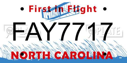 FAY7717 North Carolina License Plate