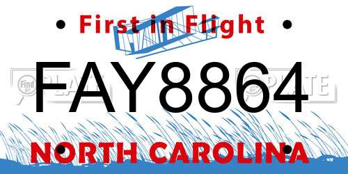 FAY8864 North Carolina License Plate