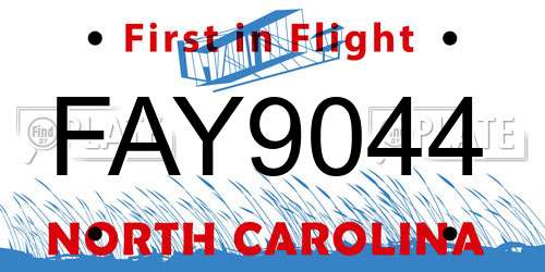 FAY9044 North Carolina License Plate