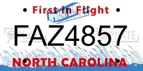 FAZ4857 North Carolina License Plate