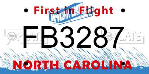 FB3287 North Carolina License Plate