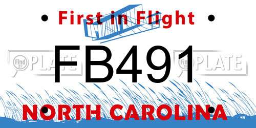 FB491 North Carolina License Plate