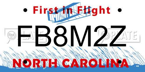 FB8M2Z North Carolina License Plate