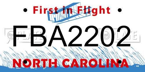 FBA2202 North Carolina License Plate