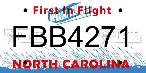 FBB4271 North Carolina License Plate