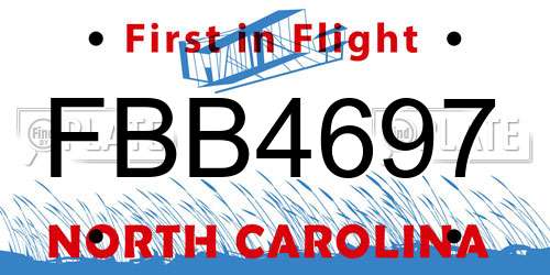 FBB4697 North Carolina License Plate