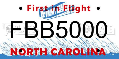 FBB5000 North Carolina License Plate