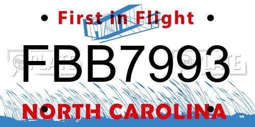 FBB7993 North Carolina License Plate