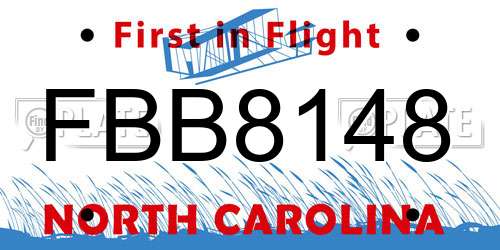 FBB8148 North Carolina License Plate