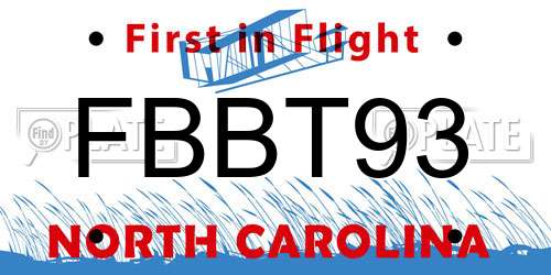 FBBT93 North Carolina License Plate