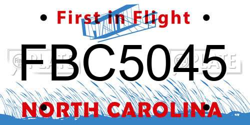 FBC5045 North Carolina License Plate