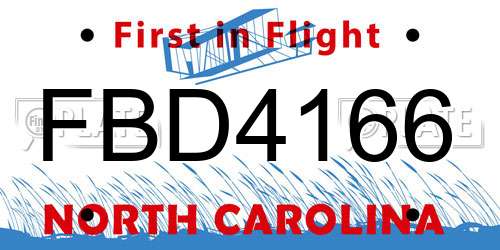FBD4166 North Carolina License Plate