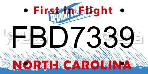FBD7339 North Carolina License Plate