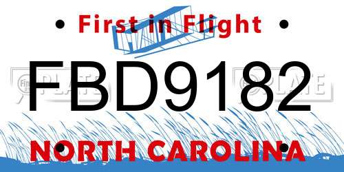 FBD9182 North Carolina License Plate
