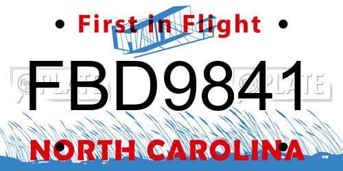 FBD9841 North Carolina License Plate