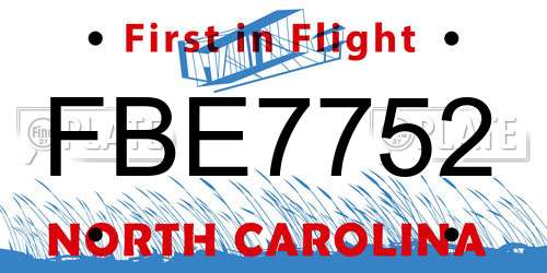 FBE7752 North Carolina License Plate