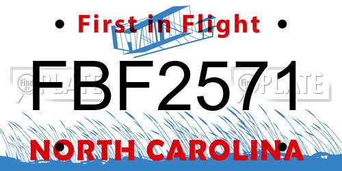 FBF2571 North Carolina License Plate