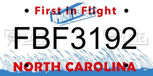 FBF3192 North Carolina License Plate