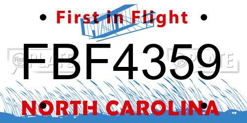 FBF4359 North Carolina License Plate