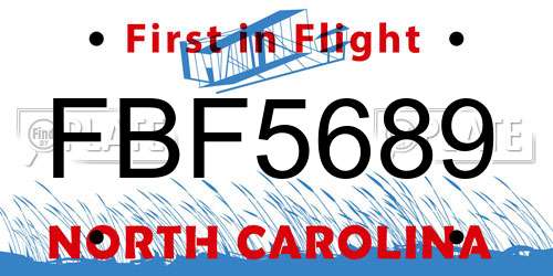 FBF5689 North Carolina License Plate