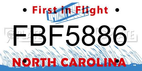 FBF5886 North Carolina License Plate