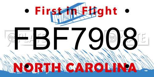 FBF7908 North Carolina License Plate