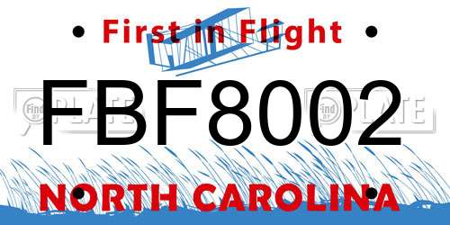 FBF8002 North Carolina License Plate