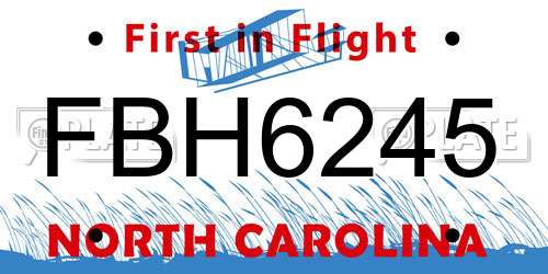 FBH6245 North Carolina License Plate