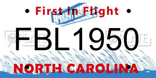 FBL1950 North Carolina License Plate