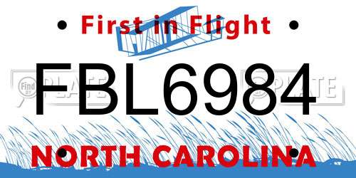 FBL6984 North Carolina License Plate
