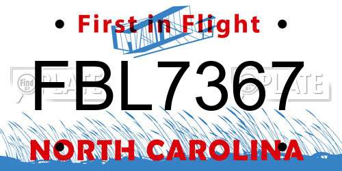 FBL7367 North Carolina License Plate