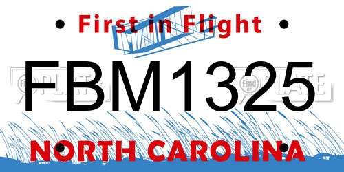 FBM1325 North Carolina License Plate