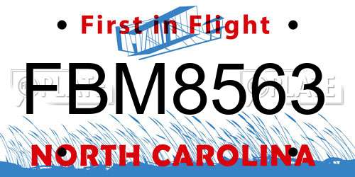 FBM8563 North Carolina License Plate