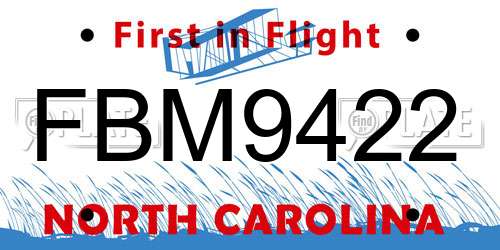 FBM9422 North Carolina License Plate